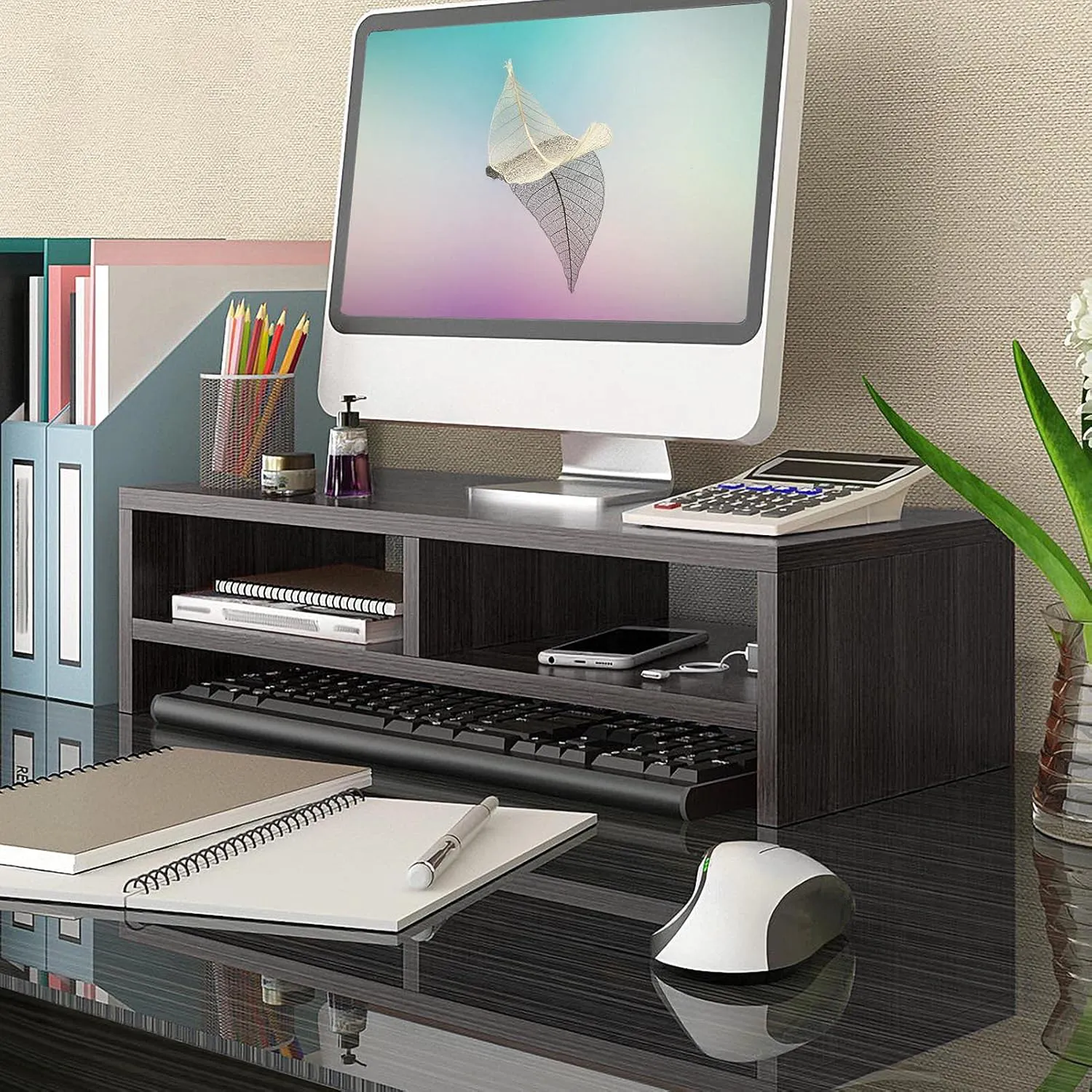 Wooden Monitor Stand04 Wooden Monitor Stand left view